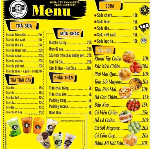  khái niệm in nhanh menu đồ ăn vặt